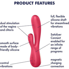 Satisfyer App Enabled Mono Flex Rabbit Vibrator Red